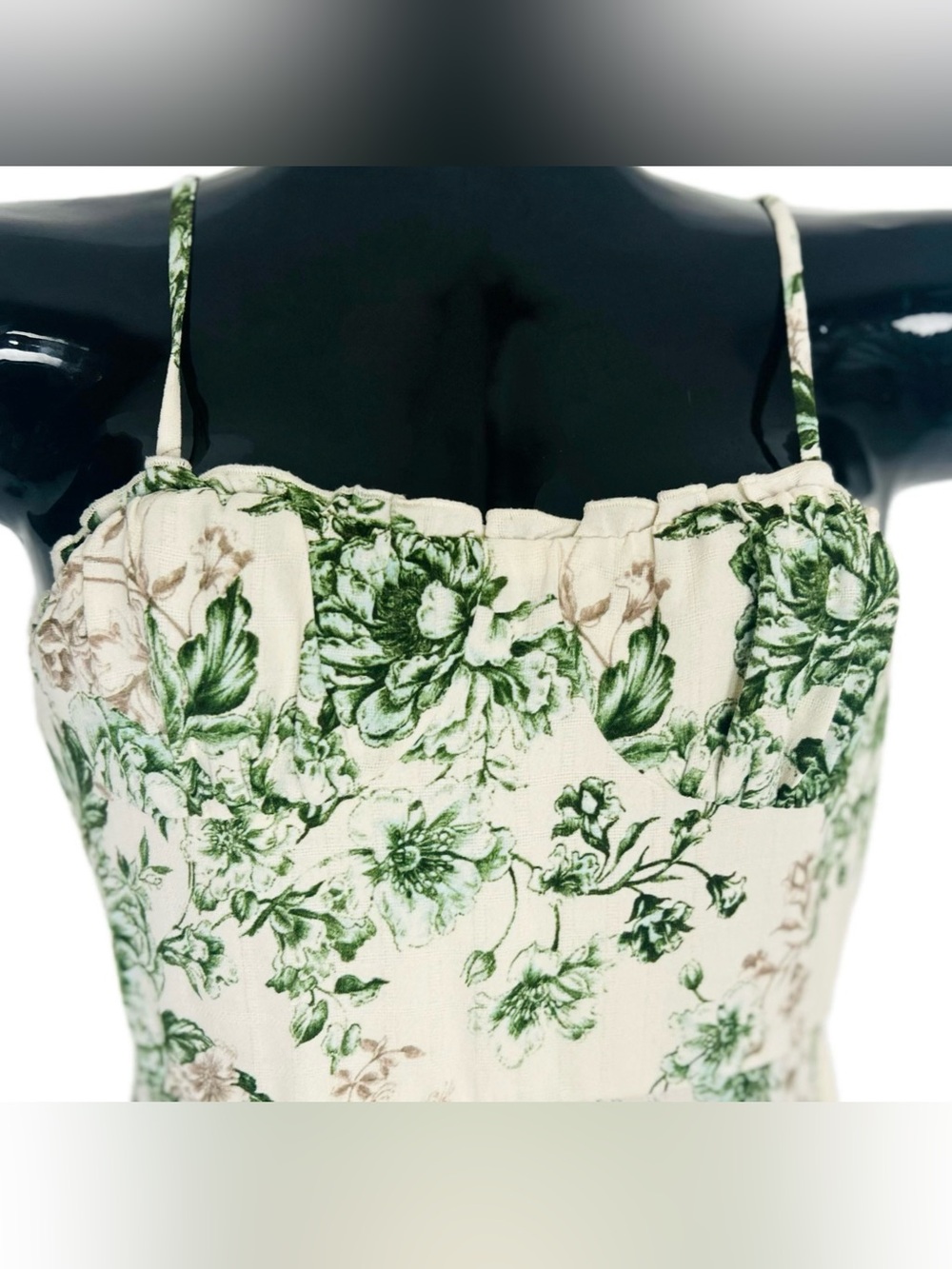 NWOT -Floral Botanical Bustier-style Midi Dress - Picture 4 of 17